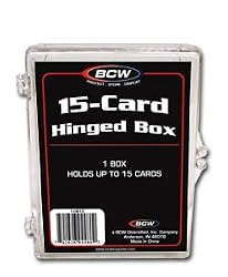 BCW Hinged Box 15 Count - (Hold Thick Memorabilia Cards) Baseball, Football, Basketball, Hockey, Golf, Single Sports Cards Top Load - Sportcards Card Collecting Supplies