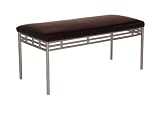 Home Styles 5996-86 Soda Shoppe Dining Bench - Black Vinyl Cushioned Seat With Silver Steel Frame