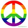 Peace Sign in Rainbow Stripes with white background. Bumper Sticker.
