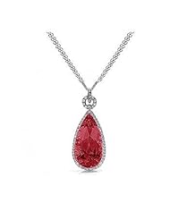 7.01Ct Pear Cut Ruby & VS Diamond Accented Pendant 14K Gold