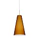 Besa Lighting 1JC-412480-SN 1X100W A19 Cierro Pendant with Amber Matte Glass, Satin Nickel Finish