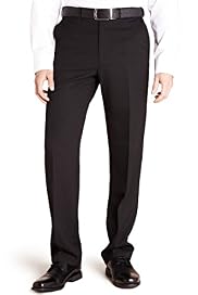 Active Waistband Straight Fit Flat Front Plain Travel Trousers