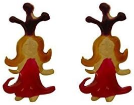 Sterling Silver Handmade Red Little Princess with Crown Stud Earrings in Enamels Girls Jewelry by Dialecti Paslidou Jewelry