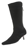 DIVERSE Franky Womens Knee High Zipper Kitten Heel Suede Leather Dress Boot Shoes Black