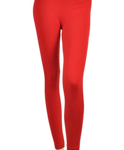 'Sexy Legs' Solid Color Winter Fashion Leggings, Red, S/M