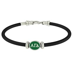 Alpha Gamma Delta Sorority Jewelry Silver and Rubber Bracelet.