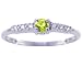 14K Yellow or White Gold Petite Round Gemstone and Diamond Promise Ring-Peridot-full, half sizes from 5-8.5