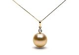 AAA Quality, 10.0-11.0 mm, Romance Collection Golden South Sea Pearl & Diamond Pendant