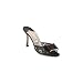Manolo Blahnik black floral lace slide with satin bow detail