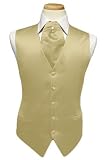 Tuxedo Vest - Solid Satin with Matching Pin Ascot, Harvest Maize