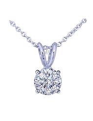 0.90 Ct Round Cut Solitaire Diamond Pendant 14K WHITE GOLD SI2 With Chain NEW