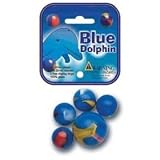 Mega Marbles - BLUE DOLPHIN MARBLES NET (1 Shooter Marble, 24 Player Marbles & 2 Display Rings)