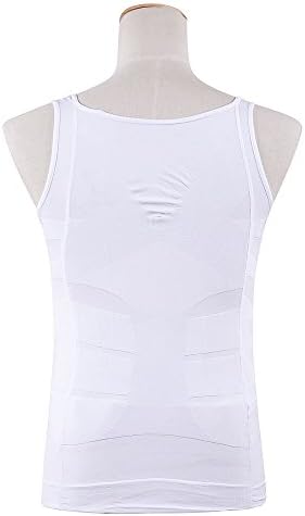 Men's Shaper Slimming Undershirts T-shirt Elastic Body Sculpting Vest (Medium, White)