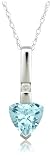 10k White Gold Trillion Cut Aquamarine and Diamond Pendant
