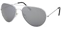 Silver Mirrored Aviator Sunglasses with Fully Reflective Lenses Men's and Women's Fashion