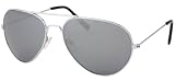 Silver Mirrored Aviator Sunglasses with Fully Reflective Lenses Men's and Women's Fashion