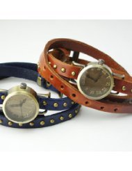 6 Colors Roman Numerals Handmade Vintage Multi-Circle Strap Womens Quartz Watch With Round Rivets - JUST ARRIVE...