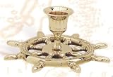 Brass Ship Wheel Candle Holder