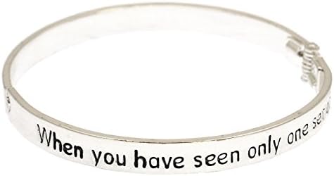 Christian Poem Footprints Inspirational Brass Hinge Silver Plated Bangle Bracelet