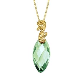 10k Yellow Gold Green Amethyst Pendant, 18 by