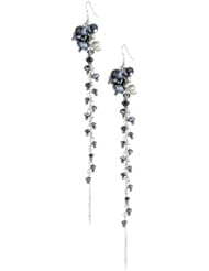 Leslie Danzis 6" Hematite-Color Shoulder Duster Earrings