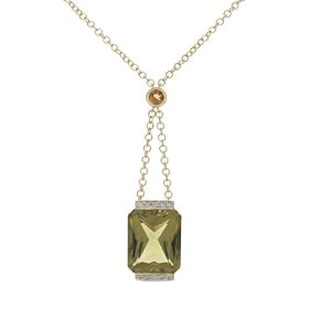 14k Yellow Gold Honey Citrine and Olive Green Quartz Necklace by Amazon.com Collection