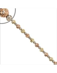 14k Tricolor Gold, Sparkly Diacut Disco Bead Chain Necklace 5mm Wide