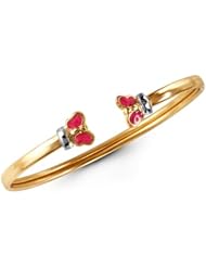 14k Yellow Gold Butterfly Baby Child Bangle Bracelet