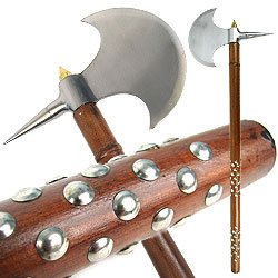 Authentic Medieval Axe with Studded Wood Handle