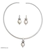 Pearl jewelry set, 'Honesty'