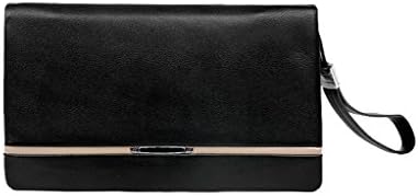 Men's Leather Business Inserts Wallet Card Accordion Phone Wristlet Clutch Bag