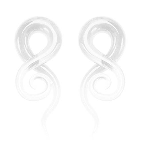 BodyJ4You Glass Spiral Tapers, 2 Pieces Clear Glass Plugs 2G-16mm (2 Pieces)