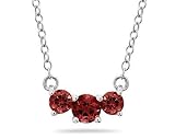 1.00 CTW Garnet Three Stone Pendant Necklace 14K White Gold