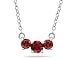 1.00 CTW Garnet Three Stone Pendant Necklace 14K White Gold