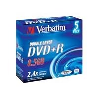 Verbatim DVD+R 2,4X Double Layer 8,5GB Scratch Resist.Surf. Jewel Case 5er Pack DVD-Rohlinge