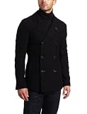 wool jacket:J.C. Rags men Cold Wool Breasted Jacket, Black, Heavy