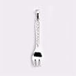 Sterling Silver Pendant - Fork - Clear Cubic Zerconia - 28mm Height