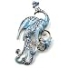 Blue Austrian Rhinestone Peacock Bird Silver-Tone Brooch Pin
