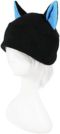 Beanie-style Black Cat Hat with Blue Inner Ears Super Cute Anime Style Adult Sized