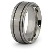 Stainless Steel Ring with Black Resin Inlay 9mm (Sizes 8-12)