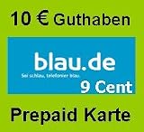 blau.de Prepaid SIM Karte 5+5=10 Euro Guthaben - Startpaket! 9 Cent in alle Netze!