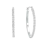 Diamond Hoop Earrings:Diamond Fascination 14K White Gold Diamond Accent Oval Hoop Earrings