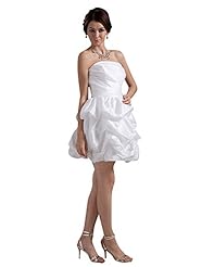 A-line Strapless Short Taffeta Natural   Waistline Lace Bubble Dress  Dress