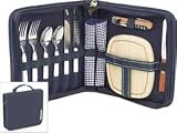 Picnic at Ascot 168-B-G Impulse Navy Deluxe Wine and Cheese Set 2-person