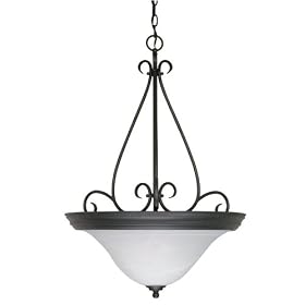 Nuvo 60/385 Three Light Pendant With Alabaster Glass, Textured Flat Black