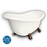 American Bath Factory B1-1600-BB-NH-M2-45-OB-C1-LH Princess Slipper Clawfoot Bathtub in Bisque, Arma