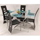Medallion 5-Pc Dining Set with Tuxedo Chairs (Clear Black) (Sizes Vary) by Stacks and Stacks