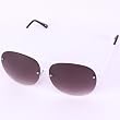 Men's Big Rimless Round Rappr Sunglasses White Tone Metal Frame with Smoke Lens