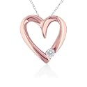 14K Rose Gold Diamond Solitaire Heart Pendant (103350)
