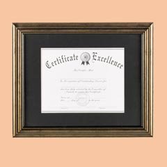 Wood Document Frame, Desk/Wall, Antique Bronze, 8-1/2 x 11